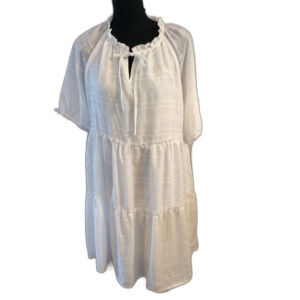 TRIBAL FEMME Women's Dress White Midi Romantic Flowy Size Medium